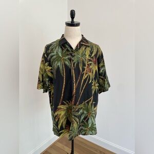 Vintage Tommy Bahama 100% Silk Camp Shirt in Tropical Palm Tree Print